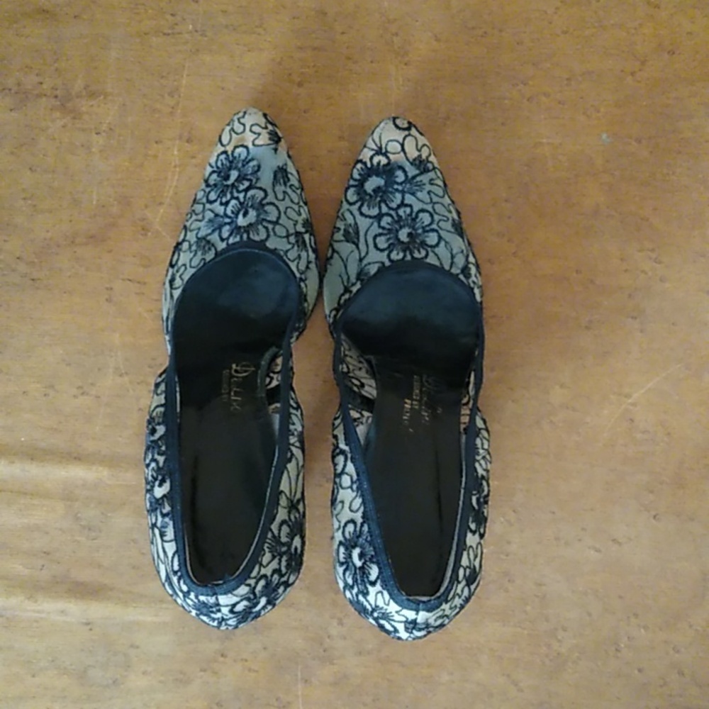 Vintage High Heels 1960s Sheer Floral - Picture 3 of 11